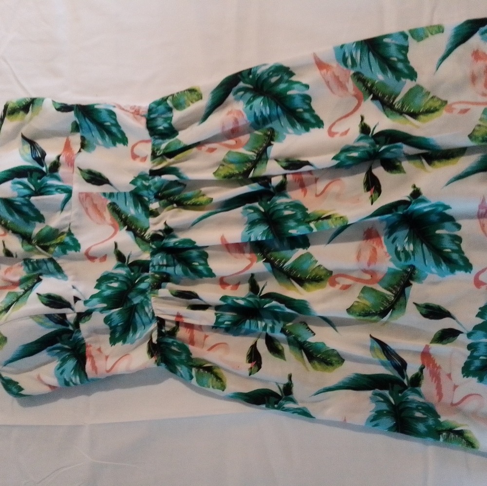 Tropical patterned flamingo dress